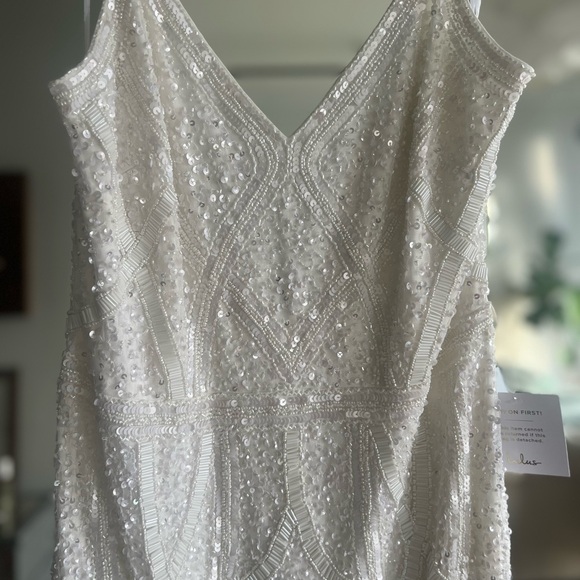 Lulus Wedding XL Just the Beginning White Beaded Sequin Mermaid Maxi Dress - Picture 6 of 12